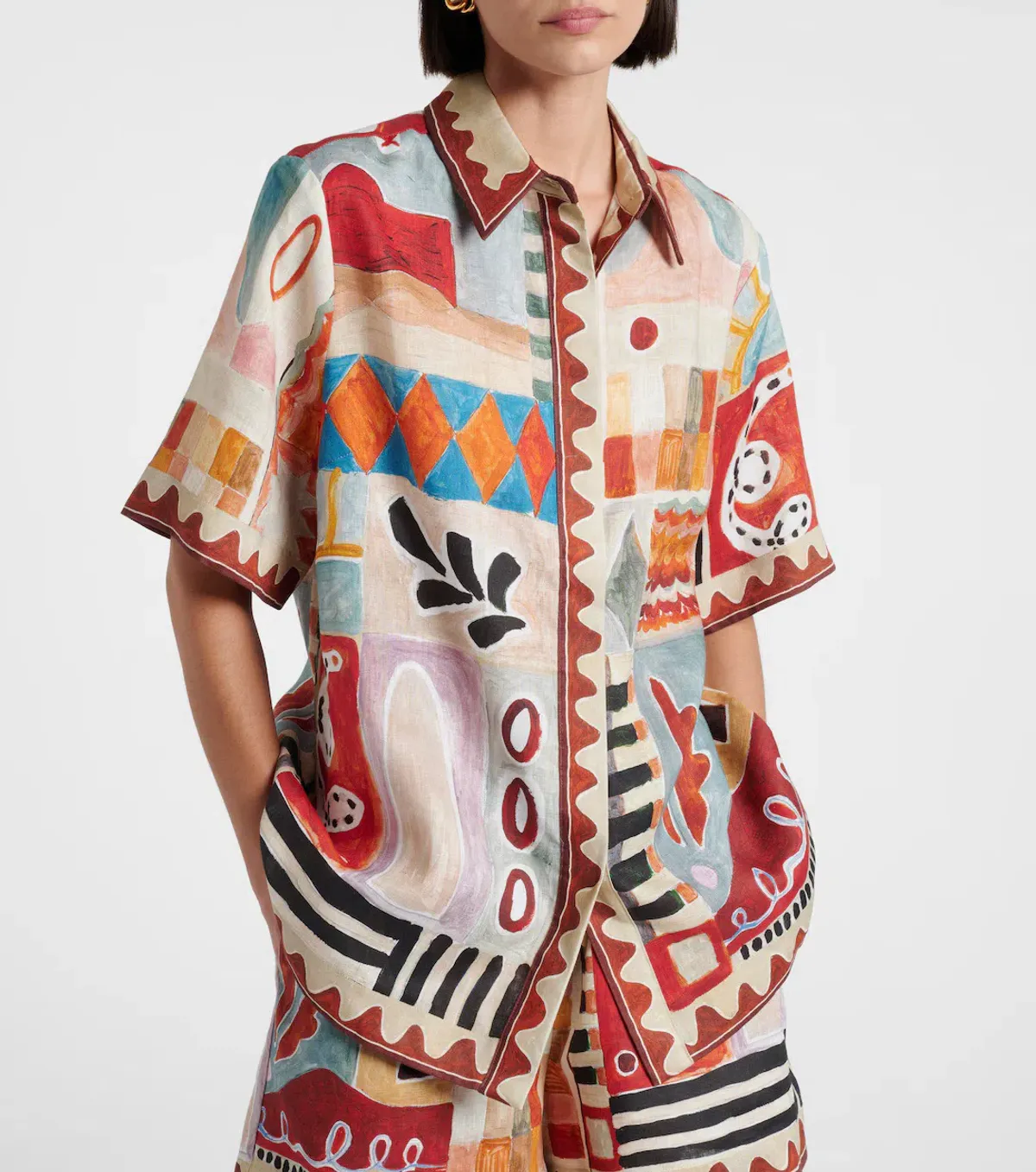 ALEMAIS Michelle Printed Linen Shirt & Short Set Size 10 AU - Image 2