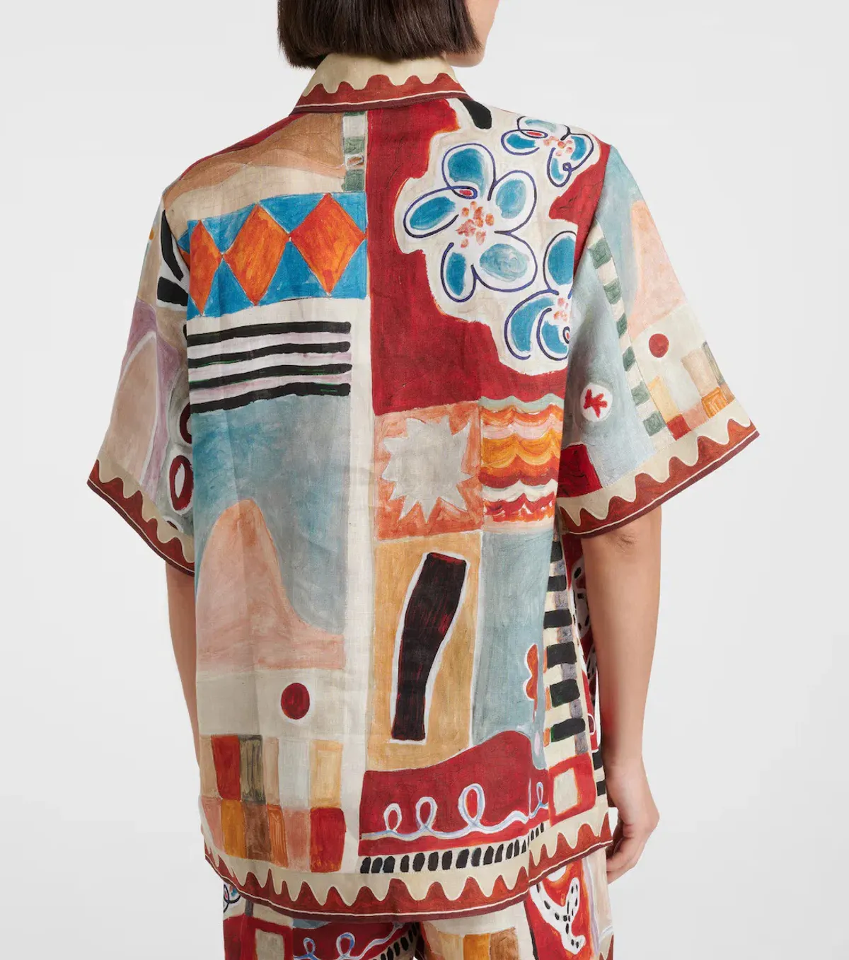 ALEMAIS Michelle Printed Linen Shirt & Short Set Size 10 AU - Image 4