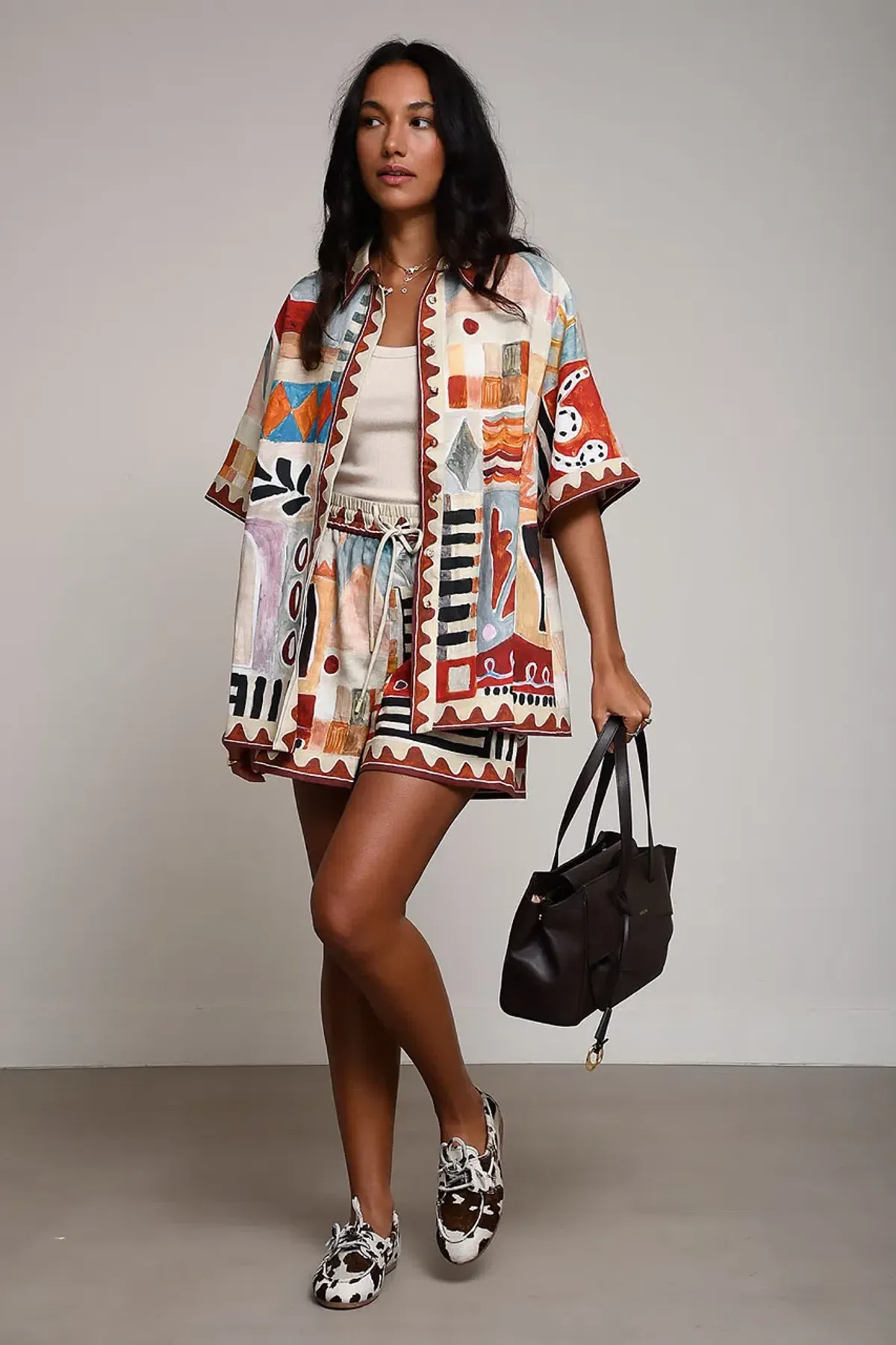 ALEMAIS Michelle Printed Linen Shirt & Short Set Size 10 AU - Image 5