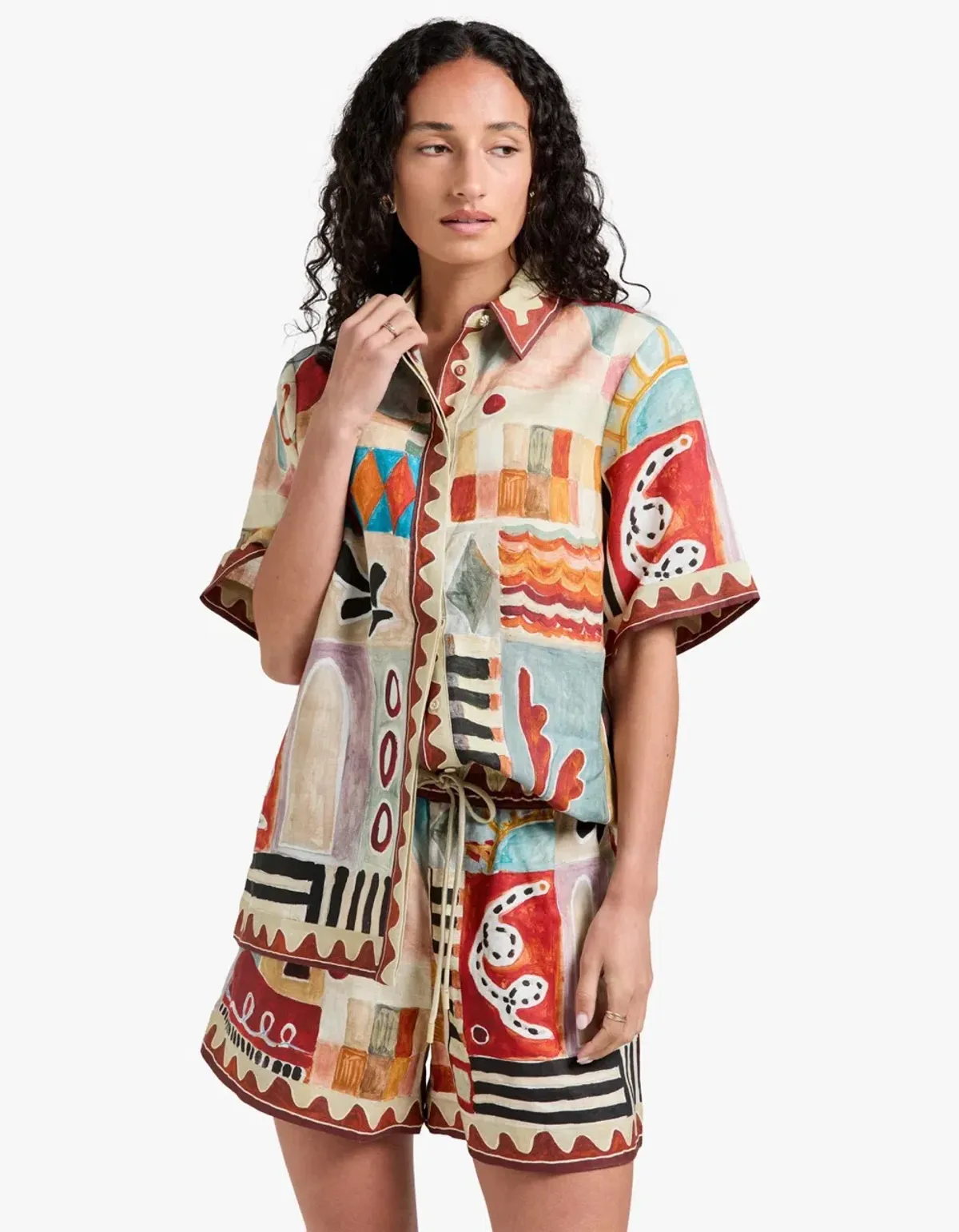 ALEMAIS Michelle Printed Linen Shirt & Short Set Size 10 AU - Image 19