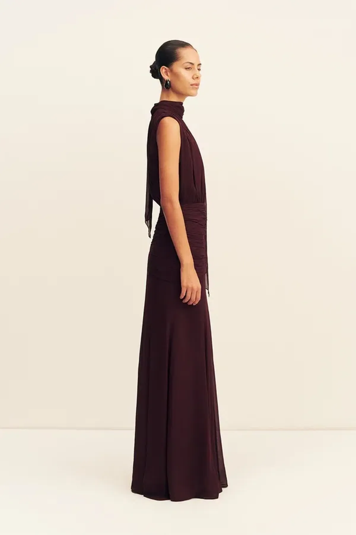Shona Joy Amina Scarf Dress Size 6 Burgundy - Image 3