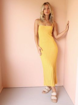 Bec & Bridge Antoinette Knit Midi Dress Yellow Size 10 for rent on The Volte - image 2