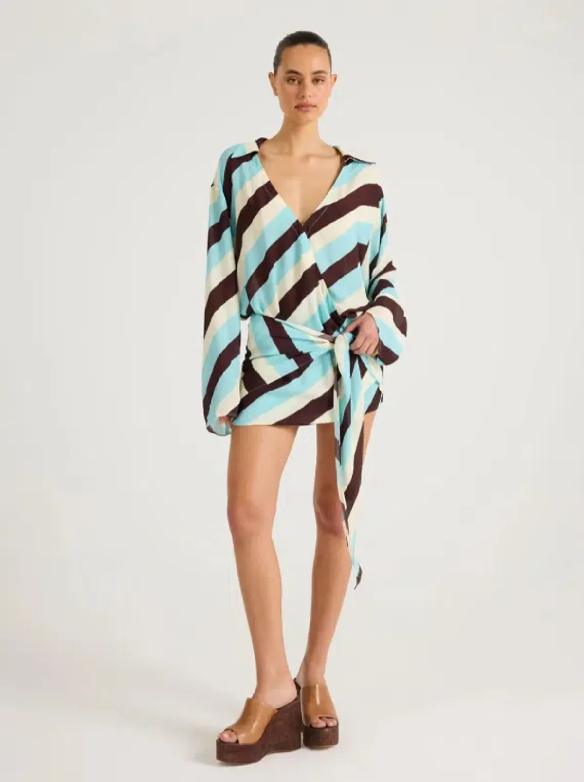 BENNI Rosalia Shirt Dress in Onda Stripe Size XS - Image 1