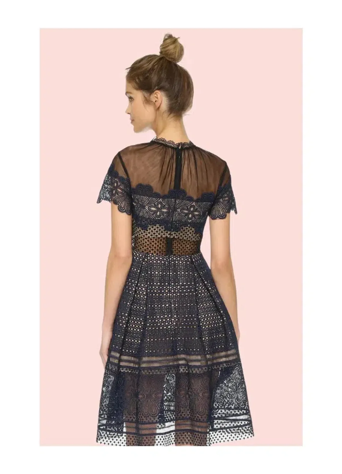 Self Portrait Felicia Embroided Midi Dress Navy Size 6 - Image 3
