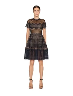 Self Portrait Felicia Embroided Midi Dress Navy Size 6 for rent on The Volte - image 1