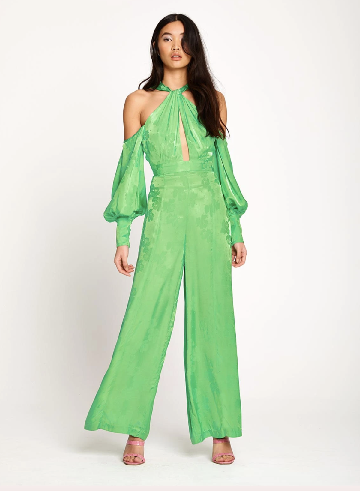Alice McCall Green Apple Memory Lane Cold-shoulder Jumpsuit Size 4  - Image 1