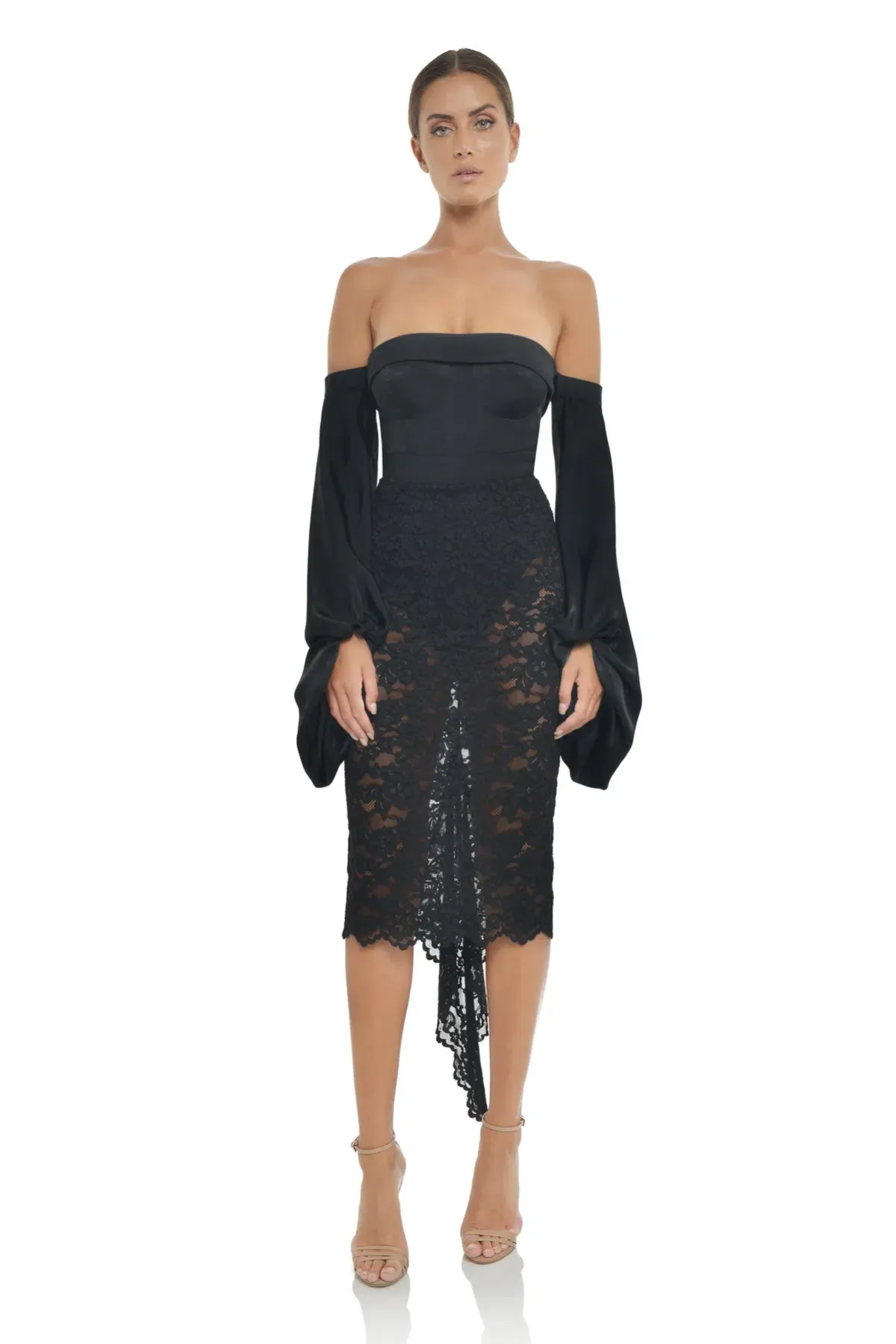 Misha Cleo Midi Dress Black Size 8 - Image 1