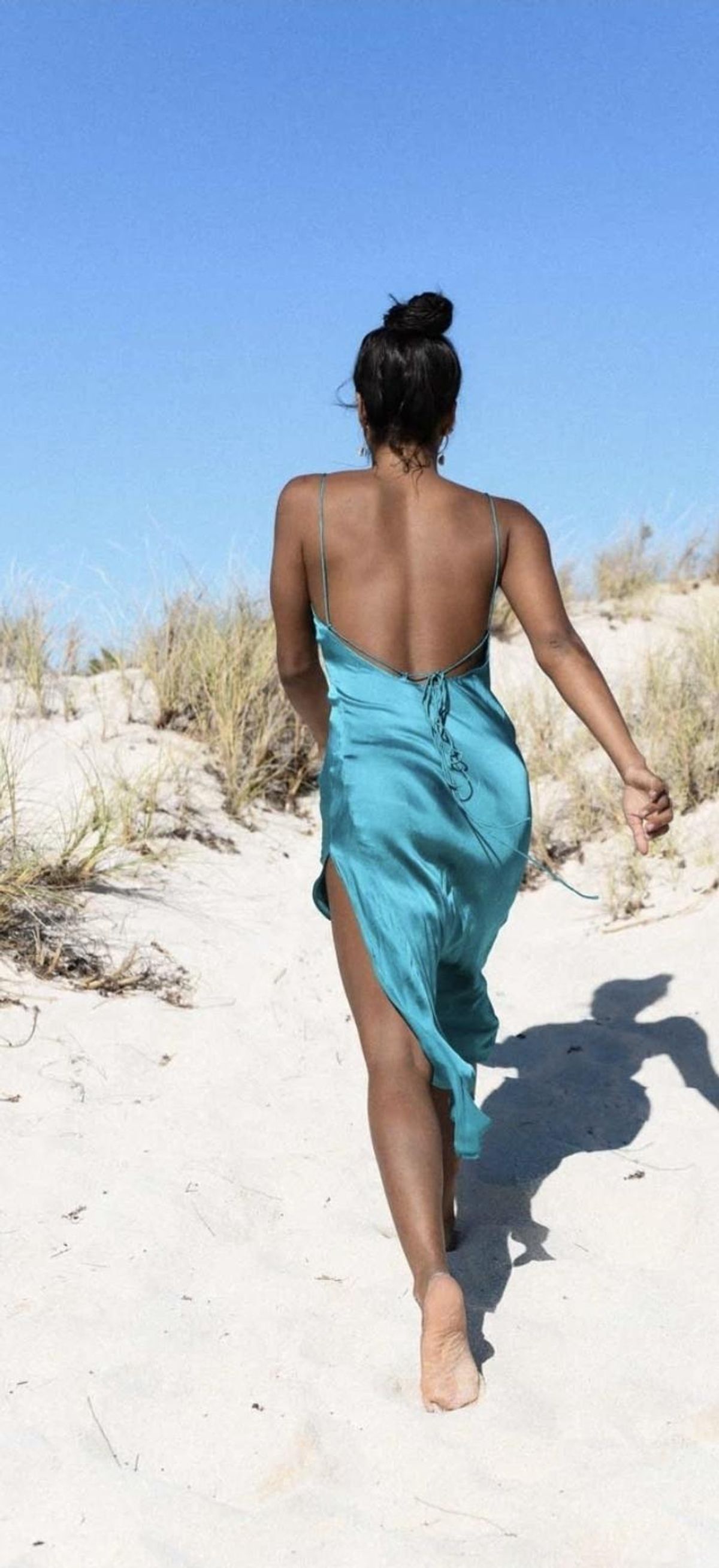 Turquoise Lane The Slinky Slip Midi Dress Teal Size 10 - Image 3