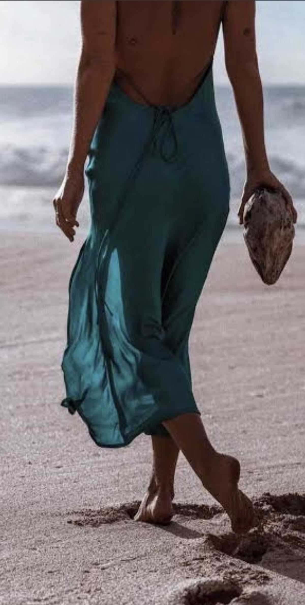 Turquoise Lane The Slinky Slip Midi Dress Teal Size 10 - Image 2