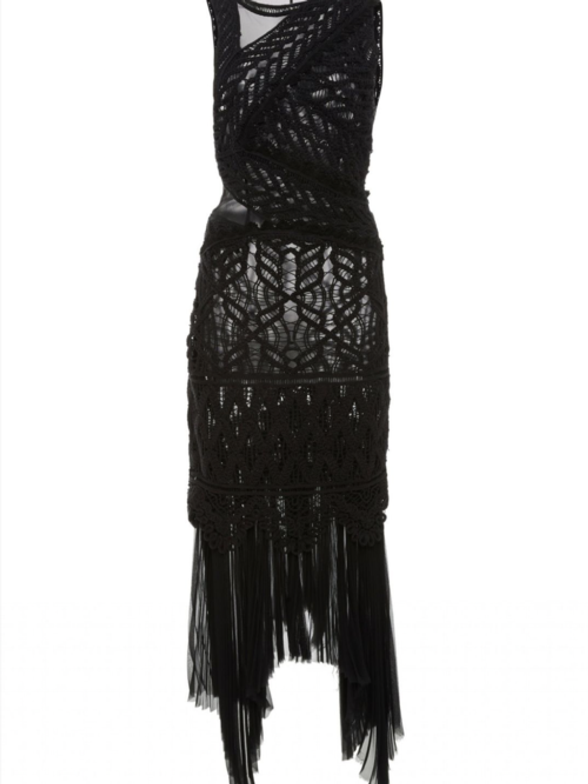 Macrame Knit Asymmetric Dress Black Size 8 - Image 2