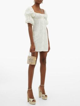 Rat & Boa Off-the-shoulder Metallic Fil Coupé Mini Dress White Size 6 for rent on The Volte - image 1