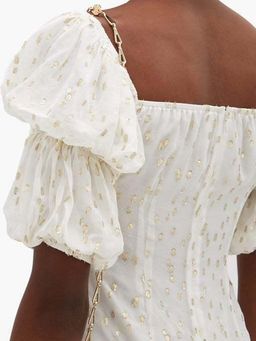 Rat & Boa Off-the-shoulder Metallic Fil Coupé Mini Dress White Size 6 for rent on The Volte - image 3