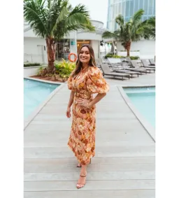 Zimmermann Tempo Puff Sleeve Day Dress in Toffee Nouveau Size 1/AU10 for rent on The Volte - image 1
