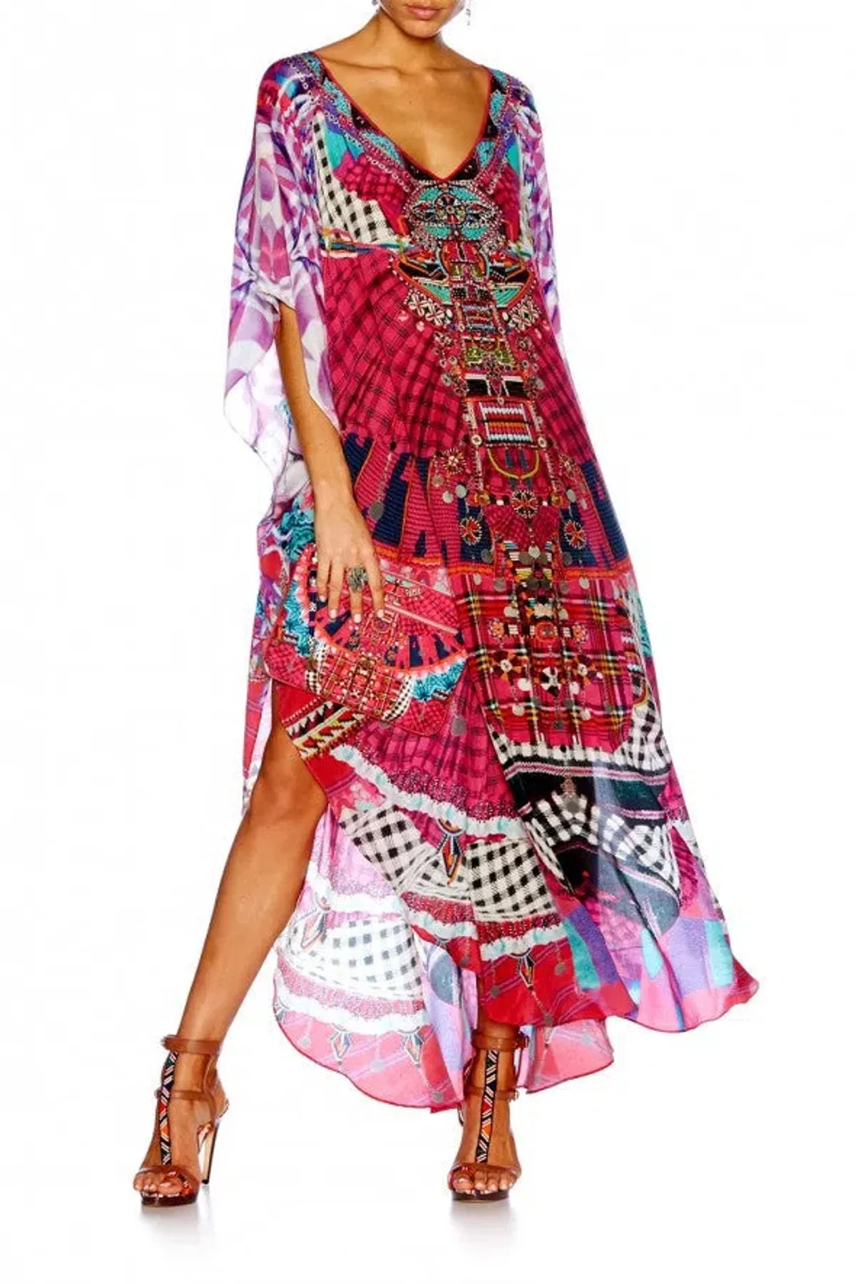 Camilla Discotheque Long V Neck Kaftan Print Size 16 - Image 2
