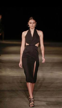 Bianca Spender Halter Neck Midi Dress Black Size 8 for rent on The Volte - image 1