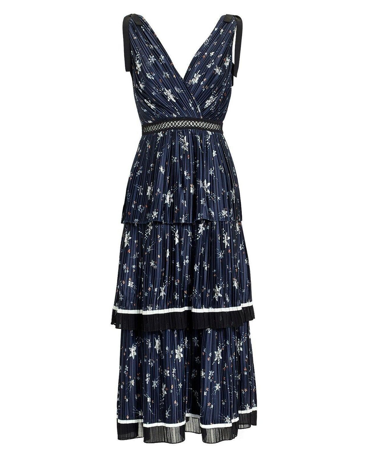 Self Portrait Star Satin Printed Midi Dress - Image 1
