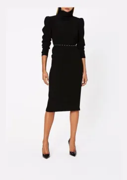 Scanlan Theodore Stretch Reptile Midi Dress Black Size 8  for rent on The Volte - image 1