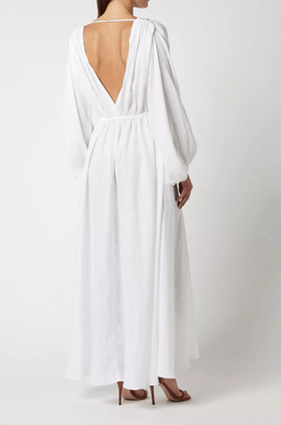 Scanlan Theodore Italian Linen Low Back Dress White Size 8 for rent on The Volte - image 3