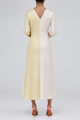 C/MEO Collective Opposite Sides Ecru & Limoncello Long Sleeve Dress Print Size 14 for rent on The Volte - image 2
