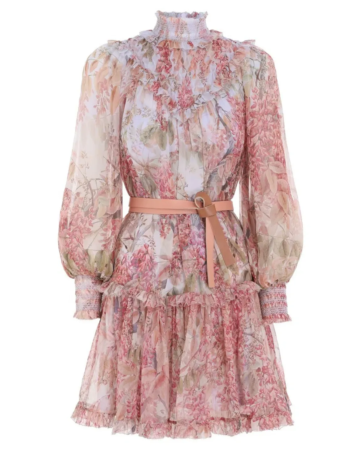 Zimmermann Botanica Smocked Yoke Mini Dress Milettia Floral Size 0P/ AU 6 - Image 4