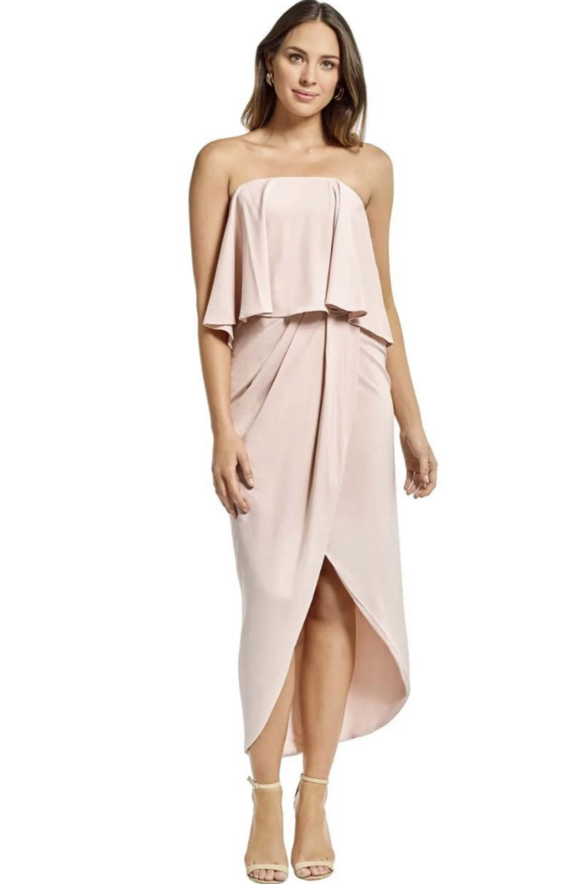 Shona Joy  Strapless Frill Drape Maxi Dress Blush Size 10 - Image 1