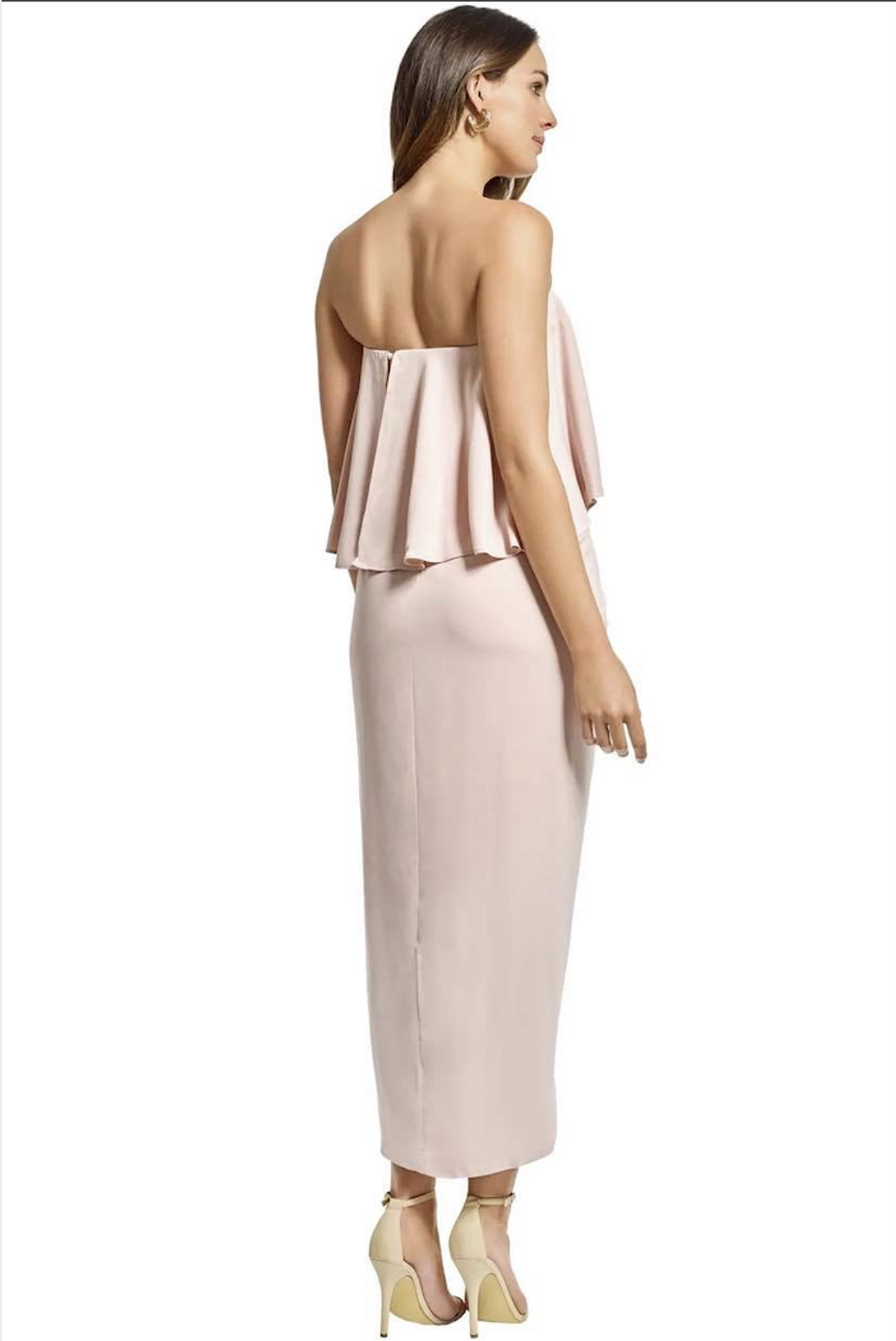 Shona Joy  Strapless Frill Drape Maxi Dress Blush Size 10 - Image 2