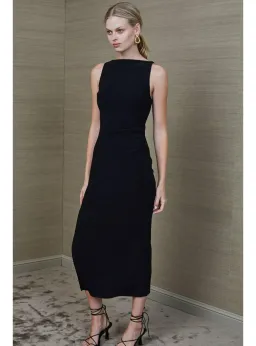 Bec & Bridge Arlette Tuck Midi Dress Black Size AU 6 for rent on The Volte - image 2