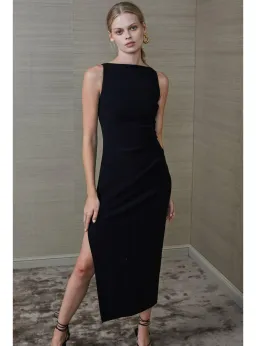 Bec & Bridge Arlette Tuck Midi Dress Black Size AU 6 for rent on The Volte - image 3