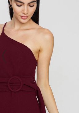 Shona Joy One Shoulder Leg Split Midi Dress Red Size 10 for rent on The Volte - image 2
