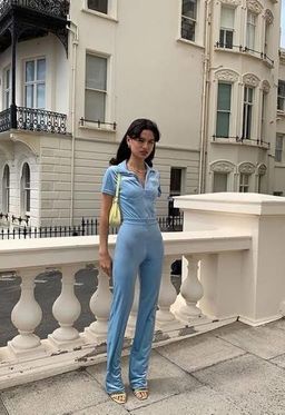 Peachyden velvet jumpsuit for rent on The Volte - image 1