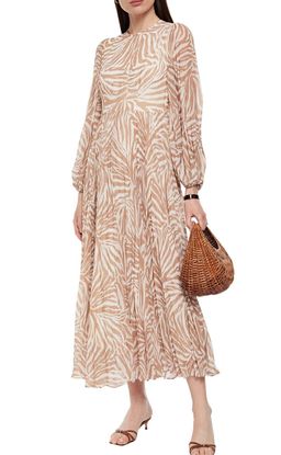 Zimmermann Sunray Long Sleeve Midi Dress Sand/Zebra Print Size 8 for rent on The Volte - image 4