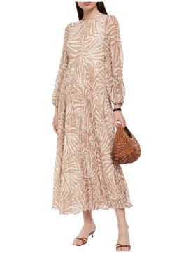 Zimmermann Sunray Long Sleeve Midi Dress Sand/Zebra Print Size 8 for rent on The Volte - image 1