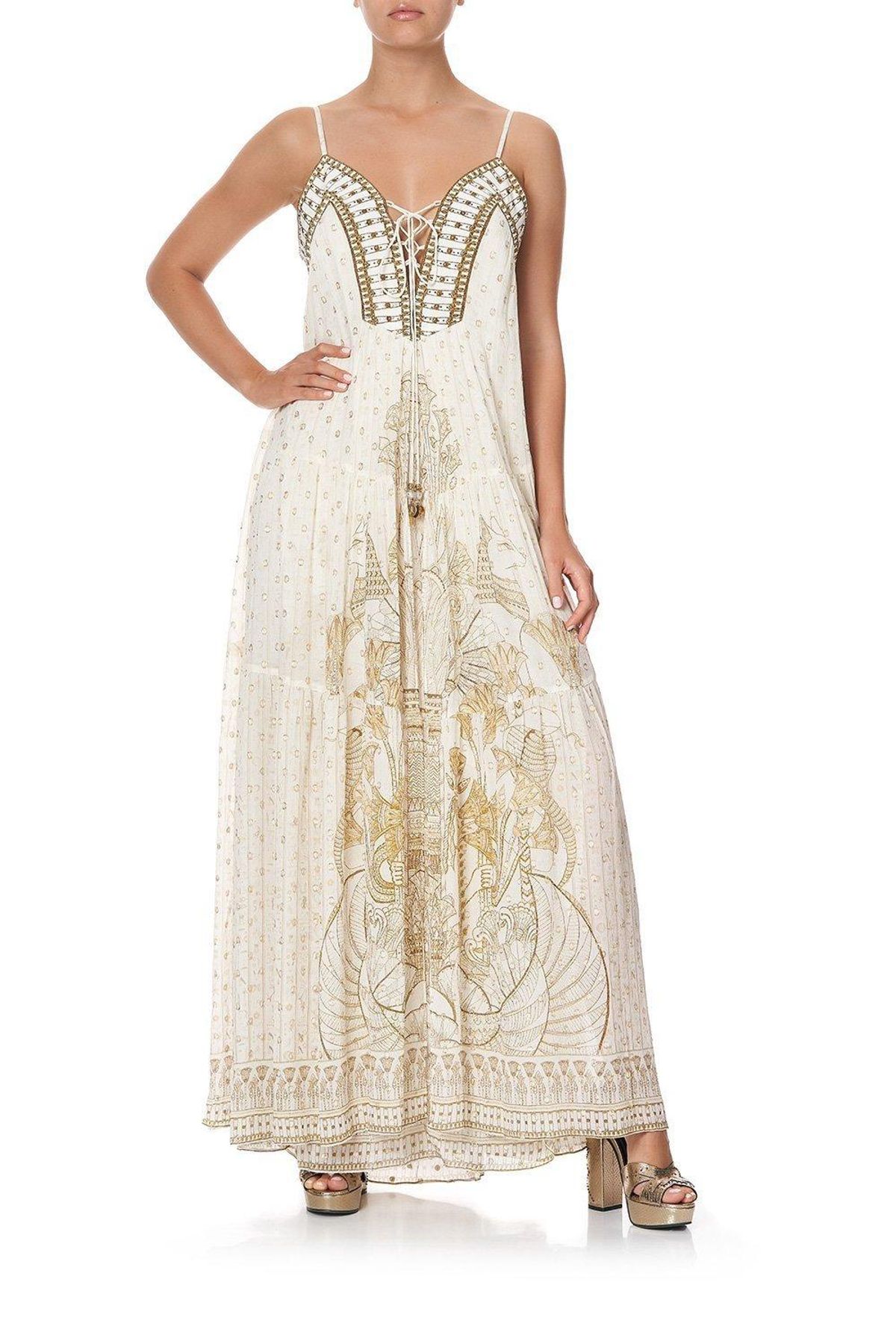 Camilla The Queens Chamber Lace Up Front Panel Dress Print Size 6 - Image 3