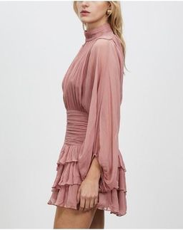 Shona Joy Olympia Long Sleeve Mini Dress Pink Size 8  for rent on The Volte - image 2