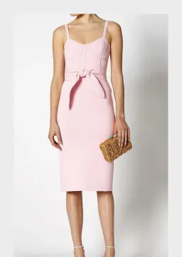 Scanlan Theodore Crepe Knit Bustier Dress Pink Size 8 for rent on The Volte - image 1