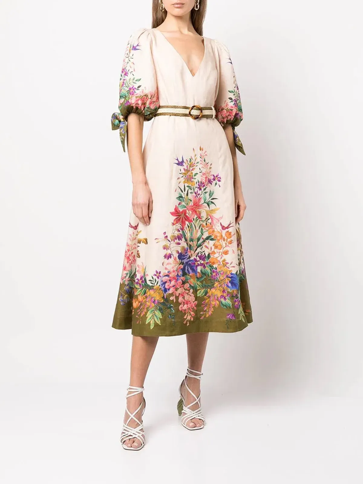 Zimmermann Tropicana Tie Sleeve Midi Dress Size 12 - Image 1
