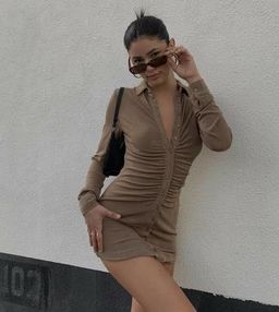 With Jean Andy Dress Brown Size 14 for rent on The Volte - image 1