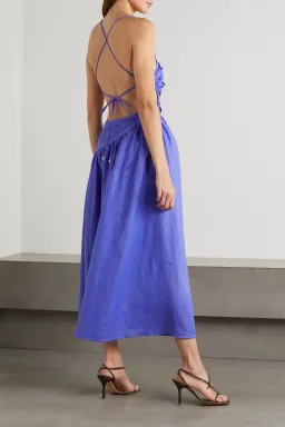 Zimmermann Tropicana Asymmetric Midi Dress Electric Blue Size 1/ AU 8 for rent on The Volte - image 2