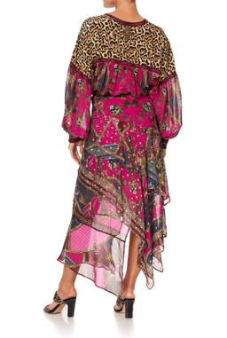 Camilla Dining Hall Darling Blouson Blouse With Neck Tie and Asymmetrical Ruffle Skirt Set Print Size 12 for rent on The Volte - image 2