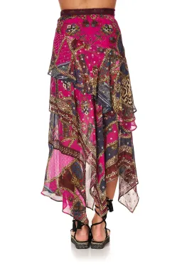 Camilla Dining Hall Darling Blouson Blouse With Neck Tie and Asymmetrical Ruffle Skirt Set Print Size 12 for rent on The Volte - image 4