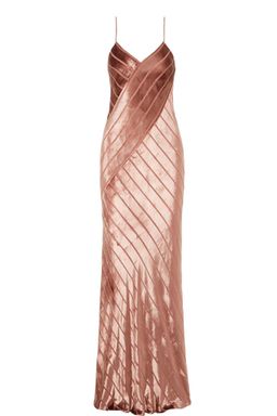 Michelle Mason Open-back devoré-velvet gown in Antique Rose Pink Size 10 for rent on The Volte - image 3
