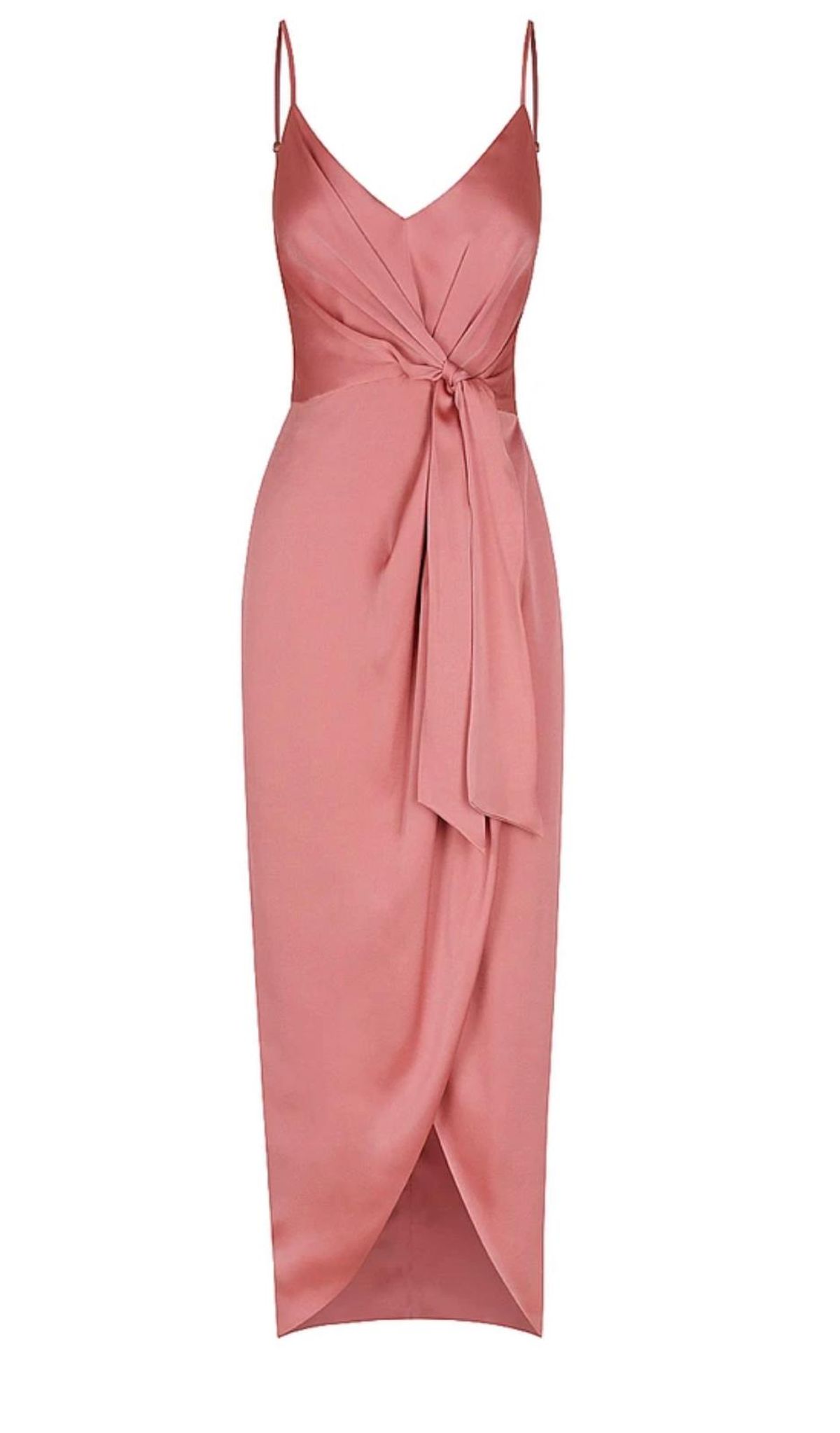 Shona Joy Luxe Tie Front Cocktail Dress Pink - Size 12 - Image 2