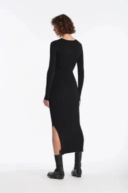 Sir The Label Celena Draped Midi Dress Black | AU 10 for rent on The Volte - image 2