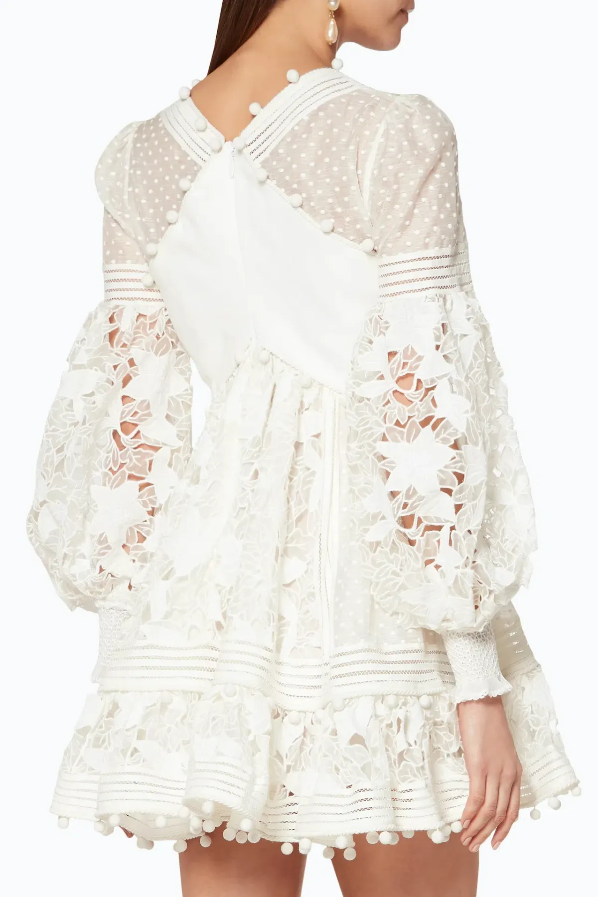Zimmermann Corsage Embellished Mini Dress Ivory Size 6 - Image 3