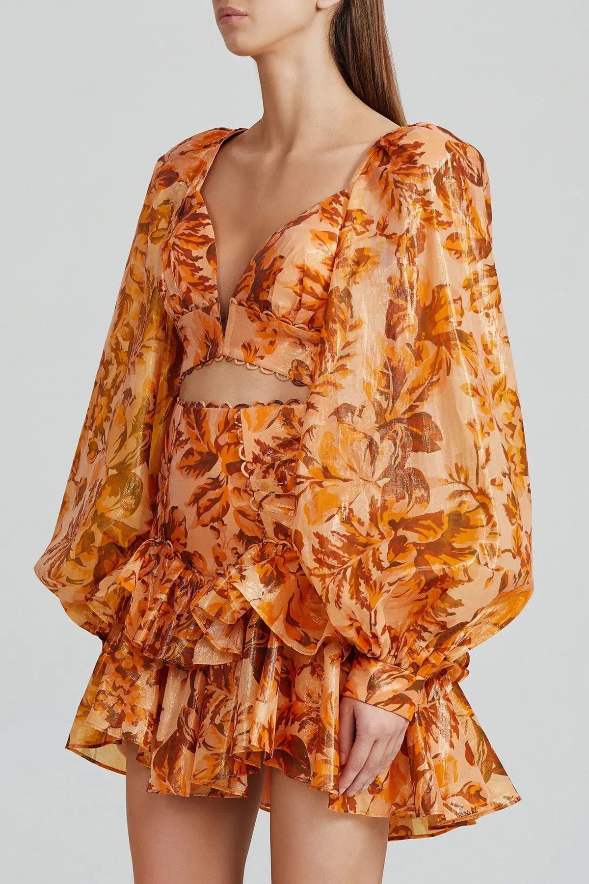 Acler Chance Cropped Top and Mini Skirt Set Print Size 8 - Image 2
