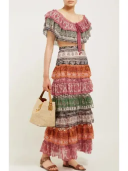 Zimmermann Amari Tiered Crop and Maxi Skirt Set Multi Size 1 / AU 10 for rent on The Volte - image 2