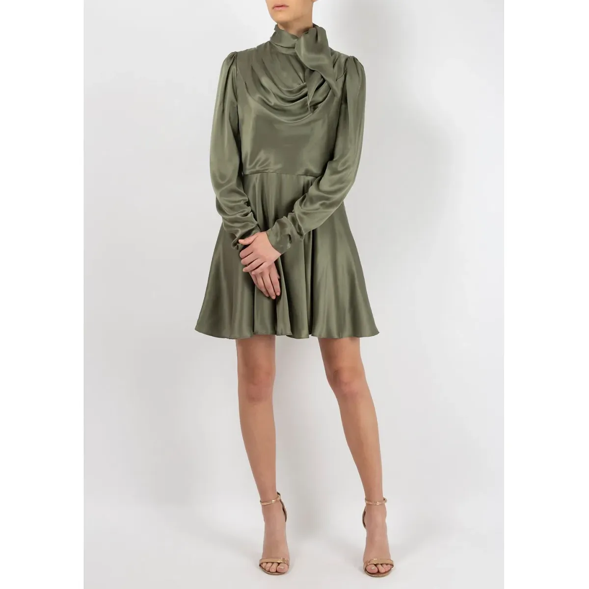 Zimmermann Scarf Swing Mini Dress Olive Green Size 0 / AU 8 - Image 1