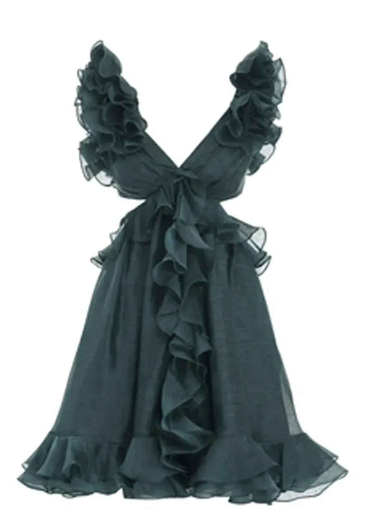 Zimmermann Ladybeetle Ruffle Mini Dress Green Size 0P / Au 6 - Image 3