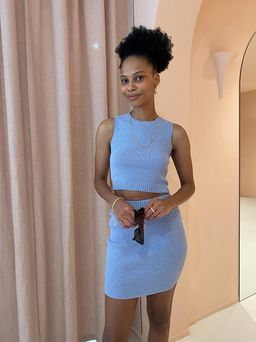 Bec & Bridge Mimi Knit Top and Mini Skirt Set Blue Size 10 for rent on The Volte - image 1