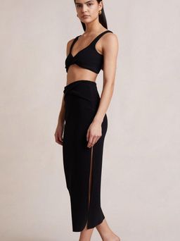 Bec & Bridge Clover Crop Top and Midi Skirt Set Black Size 12  for rent on The Volte - image 1